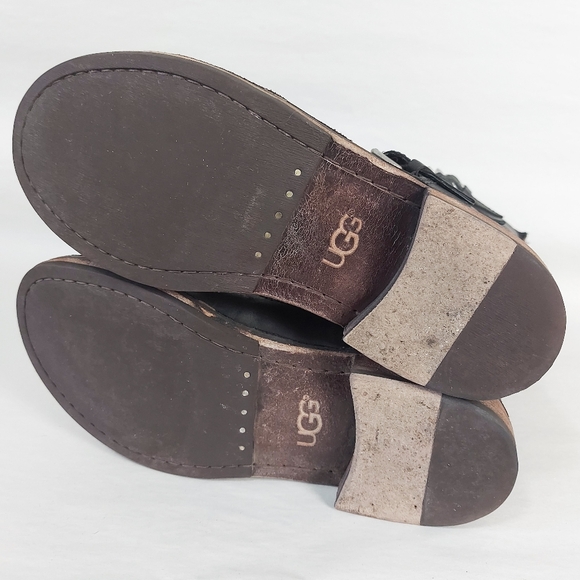 UGG Women Tatum Padded Quilt Buckle Strap Zipup Moto Mid-Calf Boots Size 7 Black - Picture 13 of 13